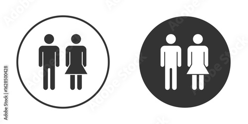 Man and woman icon in black solid flat silhouette designs