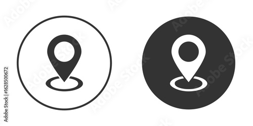 Location icon in black solid flat silhouette designs