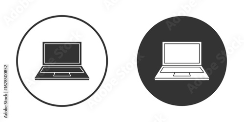 Laptop icon in black solid flat silhouette designs