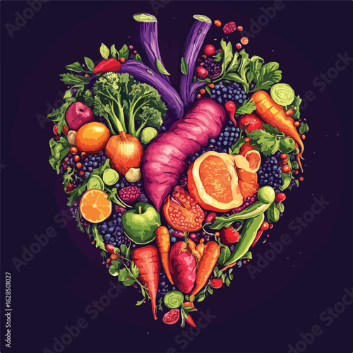 Realistic Illustrated Human Heart Illustration