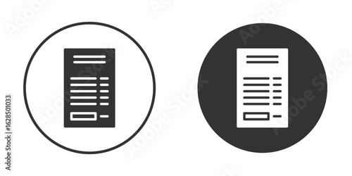 Invoice icon in black solid flat silhouette designs