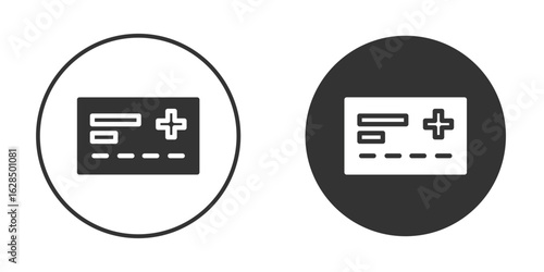 Insurance card icon in black solid flat silhouette designs