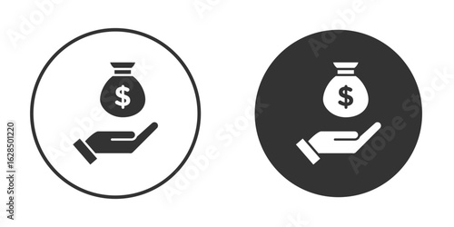 Income icon in black solid flat silhouette designs