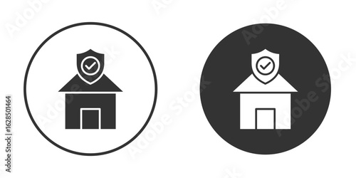 Home insurance icon in black solid flat silhouette designs