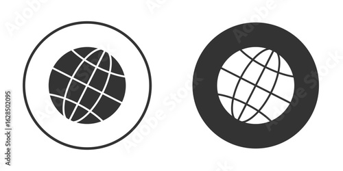 Globe icon in black solid flat silhouette designs