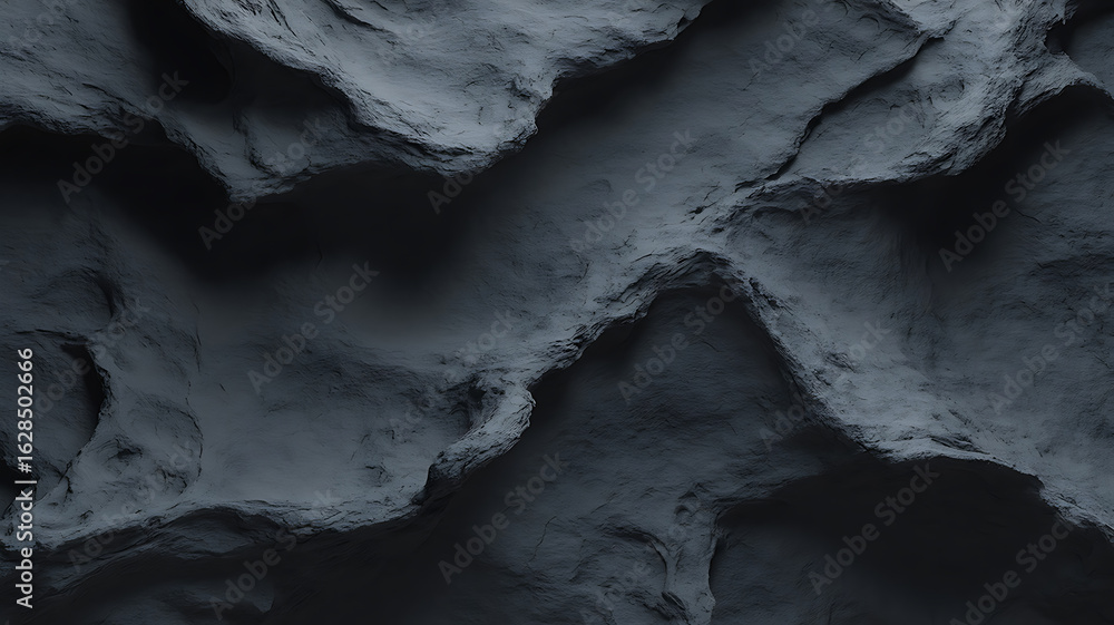 Naklejka premium Dark gray rock texture, rugged and layered. 