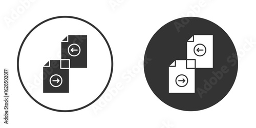 File transfer icon in black solid flat silhouette designs