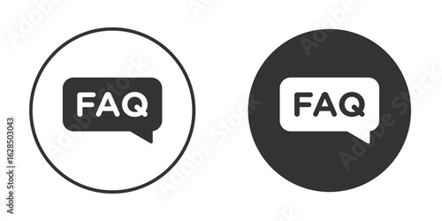 FAQ icon in black solid flat silhouette designs