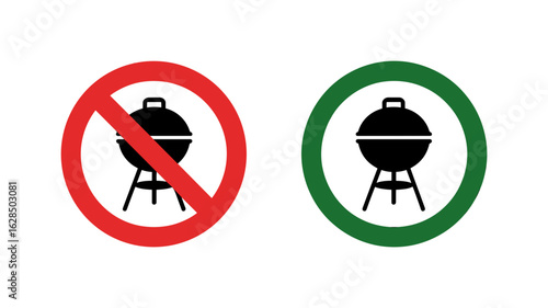 Barbecue Prohibition and Permit Icons for Outdoor Spaces