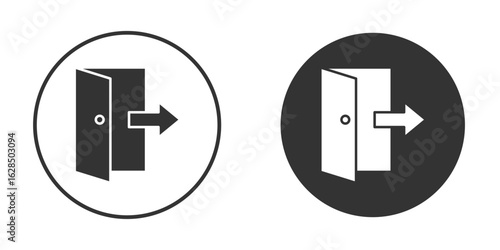 Exit icon in black solid flat silhouette designs