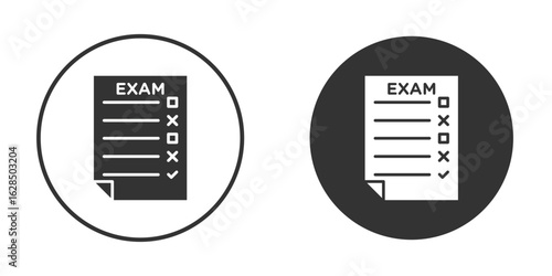 Exam icon in black solid flat silhouette designs