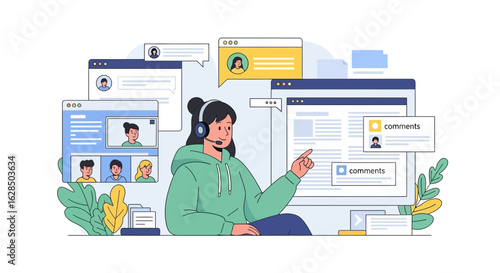 Virtual Communication Assistant Helping With Online Content And Meetings