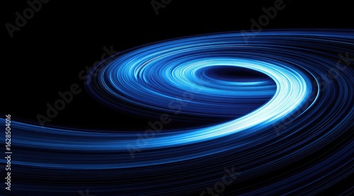 Abstract swirling blue spiral on black