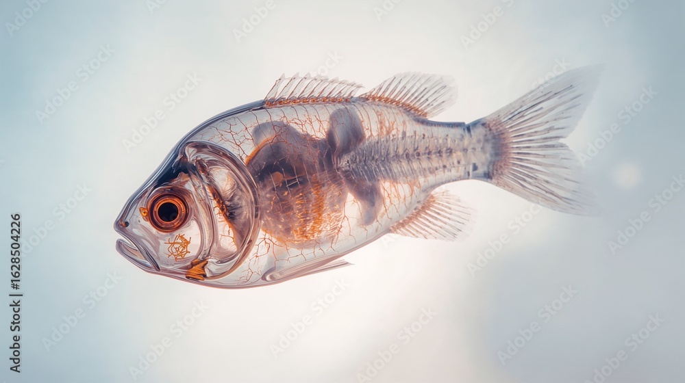 Fototapeta premium A stunning image of a transparent fish, showcasing its intricate inner workings and delicate beauty.