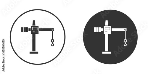 Construction crane icon in black solid flat silhouette designs