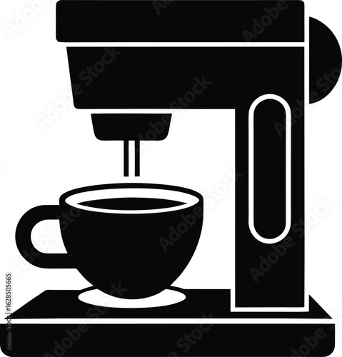  Coffee machine brewing a cup vector silhouette 