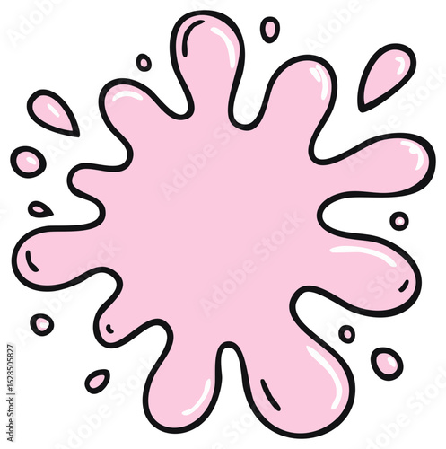 Cute Pink Blob Spatter with Small Drippings in Doodle Style
