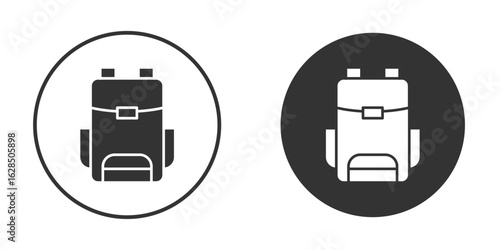 Backpack icon in black solid flat silhouette designs