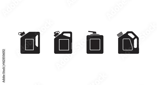 Collection of four black jerry cans in silhouette style