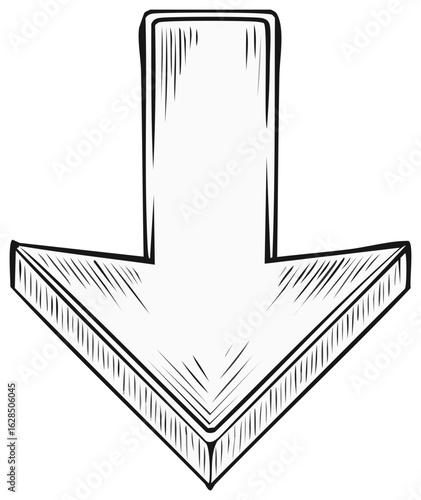Hand Drawn Downward Pointing Arrow Sketch Style Guide Navigation Element