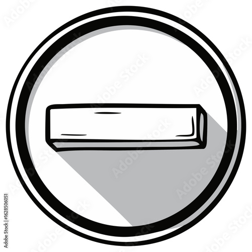 Free Download Bold black and white minus sign in circle with long shadow hand drawn style illustration - GFXLoad