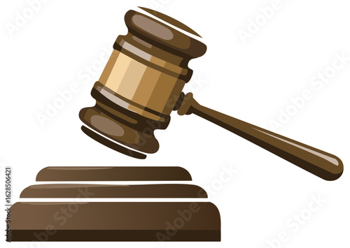 Wooden Gavel and Sounding Block Isolated on White