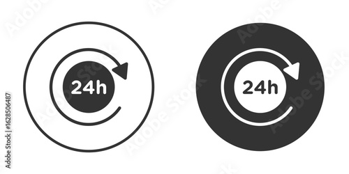 24 Hrs icon in black solid flat silhouette designs