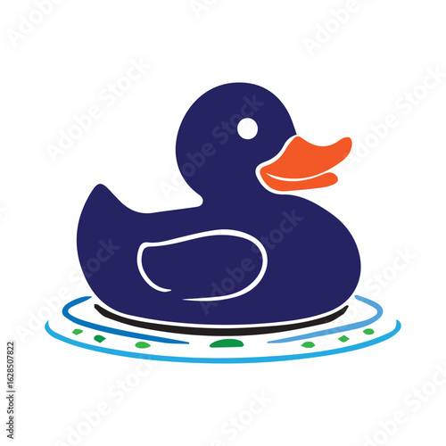 A cute rubber ducky floating on water, perfect for bath time or pool fun isolated on white background, a playful illustration