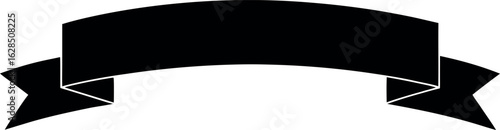 A sleek, black ribbon banner, ready to frame your text. It has a classic design with elegant, flowing curves.