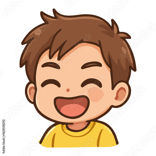 Chibi sticker with expression of laughing vector design