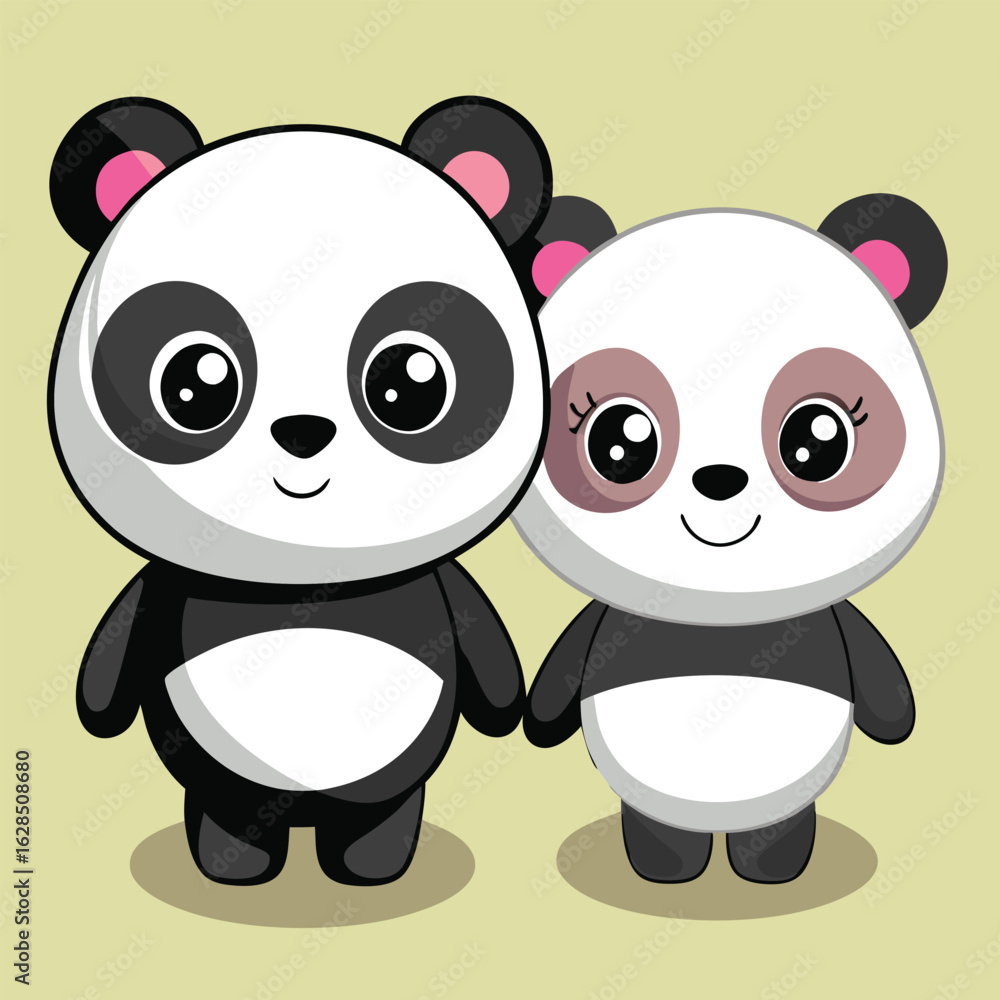 Naklejka premium Cute cartoon panda illustration and playful designs.