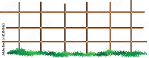 2d Fences isolated on white background with grass