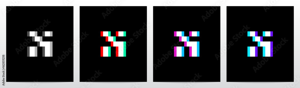 Fototapeta premium Glitch Modern Colorful Neon Letter Initial Logo Design N