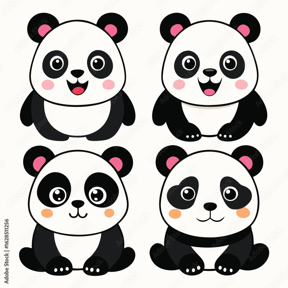 Fototapeta premium Cute cartoon panda illustration and playful designs.