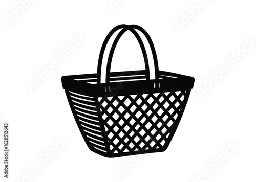 Picnic basket silhouette black vector white background