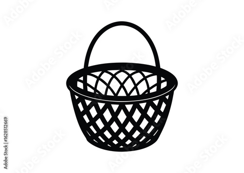 Picnic basket silhouette black vector white background