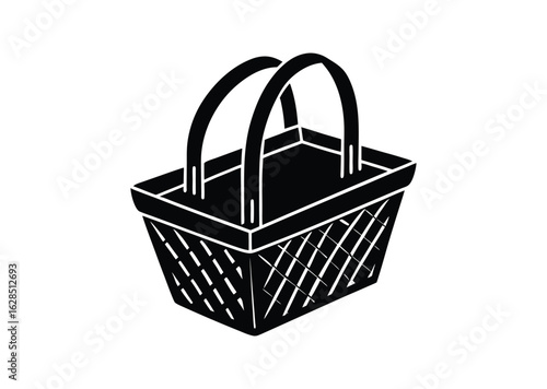 Picnic basket silhouette black vector white background