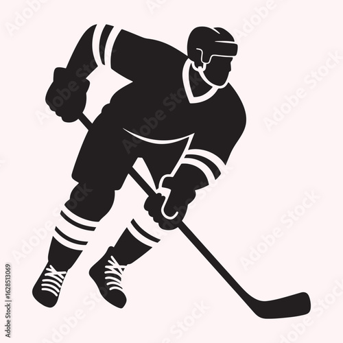 black and white hockey player action silhouette clip art preview