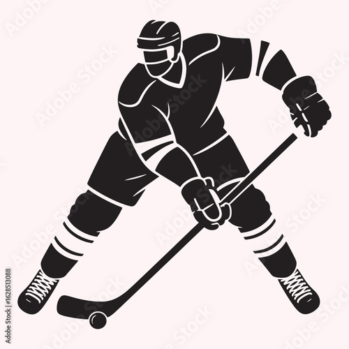 black and white hockey player action pose clip art preview