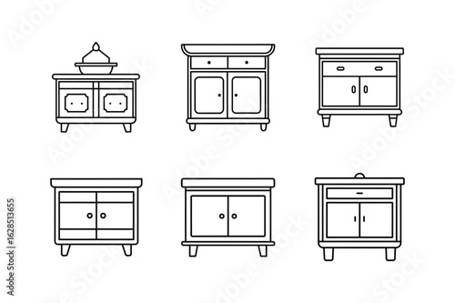 sideboard line art vector illustration