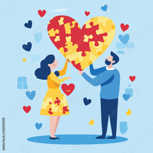 Heart Puzzle Connection Love Happy Family