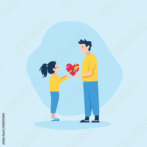 Heart Puzzle Connection Love Happy Family