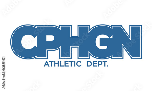 Copenhagen Athletic Dept. college slogan tee typography print design. Vector t-shirt graphic or other uses.
