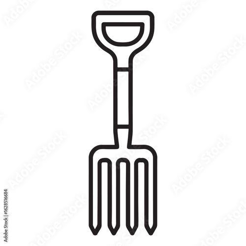 Minimal Line Art of Gardening Fork Tool Illustration
