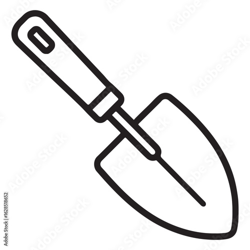 Outline of Agricultural Spade in Vector Sketch Style