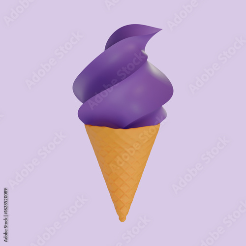 Açaí flavored ice cream cone