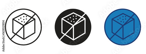 No sugar icon. Sugar free symbol. Zero, no sugar icons set. Vector illustration .