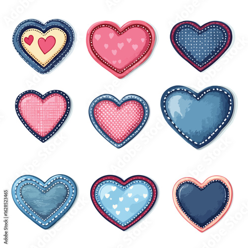 Denim Heart Patches Collection
