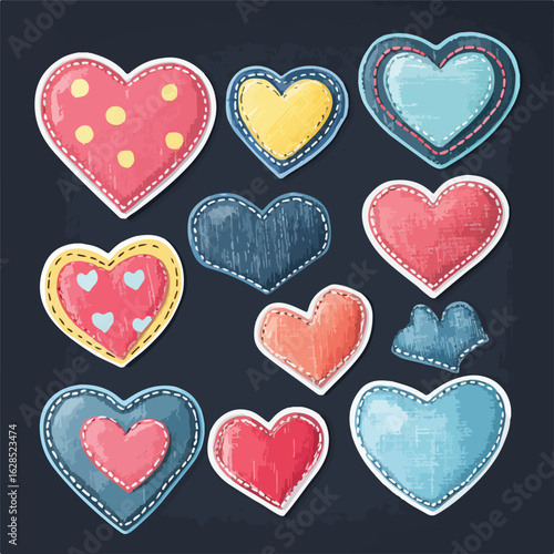 Denim Heart Patches Collection