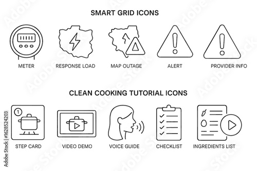 Smart grid and clean cooking icons for effective communication